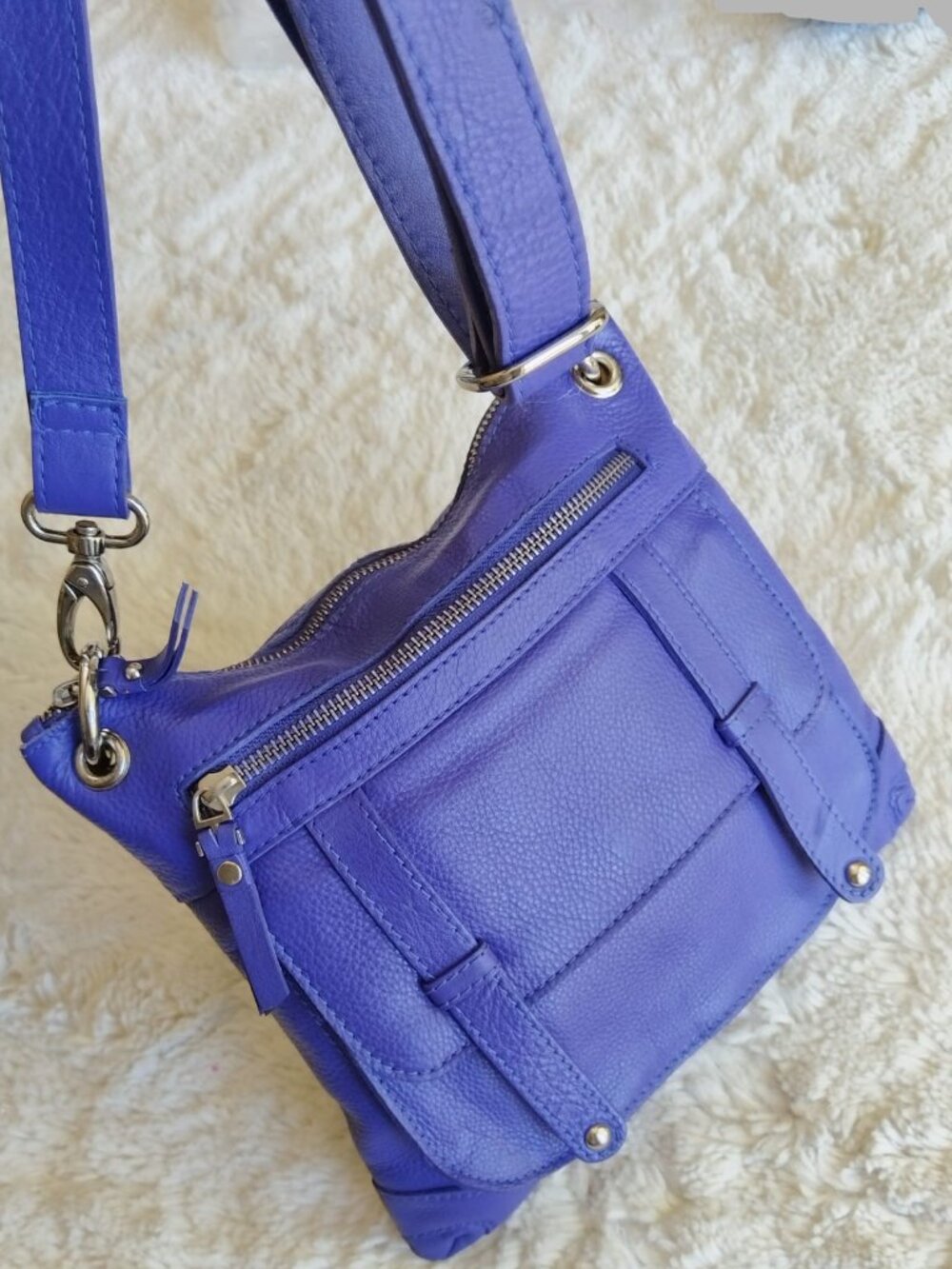 Sam & Kate Park Avenue Purple Pebbled Leather Crossbody Purse Shoulder Bag